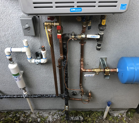 Tankless water installation